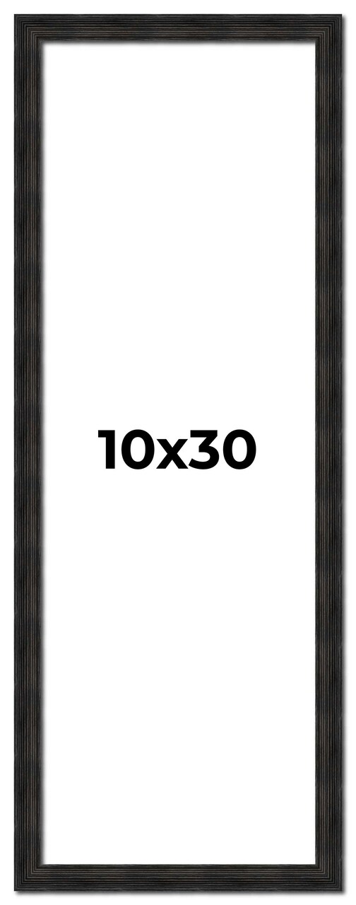 10x30 Thin Barnwood Picture Frame with UV-Resistant Acrylic & Acid Free Backing, Available in 2 Paint Finishes - Grey and Black